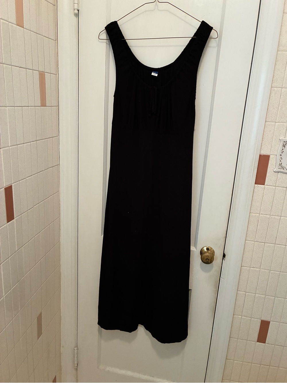 Old Navy BLACK Sleeveless Maxi Dress SMALL Summer Sheath RAYON High Waist